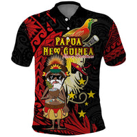 Papua New Guinea Christmas Polo Shirt Funny Melanesian Santa with Bird-of-paradise Tribal Style - Polynesian Pride