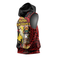 Papua New Guinea Christmas Sleeveless Hoodie Funny Melanesian Santa with Bird-of-paradise Tribal Style - Polynesian Pride