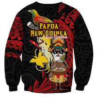 Papua New Guinea Christmas Sweatshirt Funny Melanesian Santa with Bird-of-paradise Tribal Style - Polynesian Pride