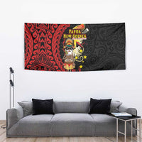 Papua New Guinea Christmas Tapestry Funny Melanesian Santa with Bird-of-paradise Tribal Style - Polynesian Pride