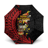 Papua New Guinea Christmas Umbrella Funny Melanesian Santa with Bird-of-paradise Tribal Style - Polynesian Pride