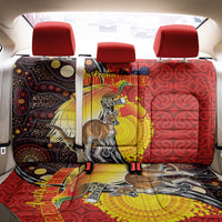 Australia and Papua New Guinea Together Back Car Seat Cover Bird-of-paradise and Kangaroo with Oro Tapa and Aboriginal Art Motifs - Polynesian Pride
