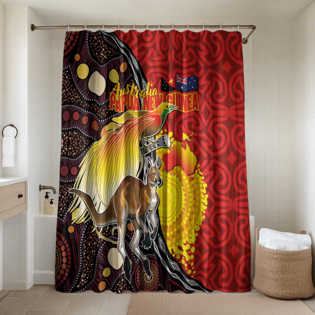 Australia and Papua New Guinea Together Bathroom Set Bird-of-paradise and Kangaroo with Oro Tapa and Aboriginal Art Motifs - Polynesian Pride