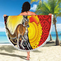 Australia and Papua New Guinea Together Beach Blanket Bird-of-paradise and Kangaroo with Oro Tapa and Aboriginal Art Motifs - Polynesian Pride