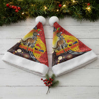 Australia and Papua New Guinea Together Christmas Santa Hat Bird-of-paradise and Kangaroo with Oro Tapa and Aboriginal Art Motifs - Polynesian Pride