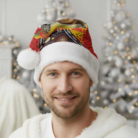 Australia and Papua New Guinea Together Christmas Santa Hat Bird-of-paradise and Kangaroo with Oro Tapa and Aboriginal Art Motifs - Polynesian Pride