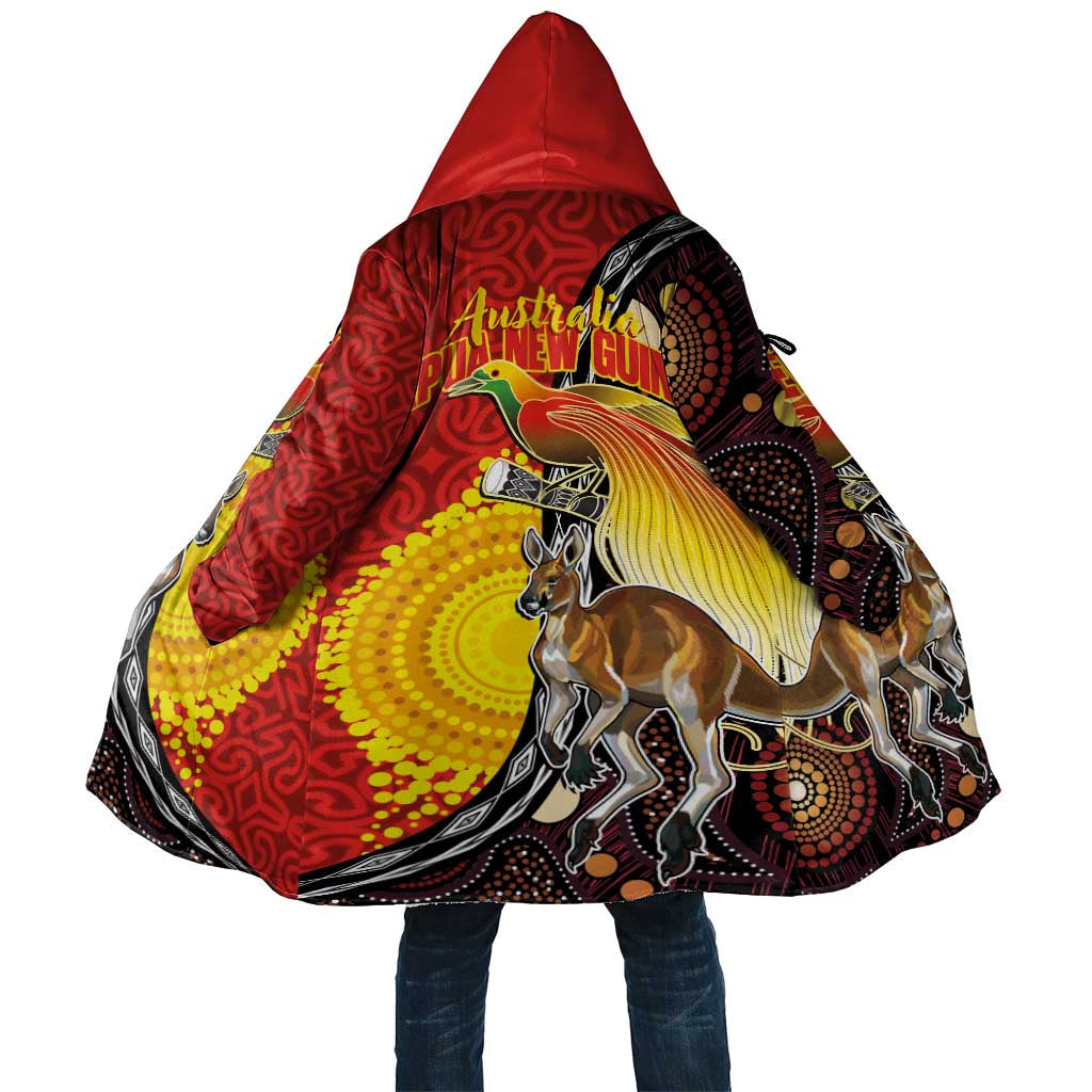 Australia and Papua New Guinea Together Cloak Bird-of-paradise and Kangaroo with Oro Tapa and Aboriginal Art Motifs - Polynesian Pride