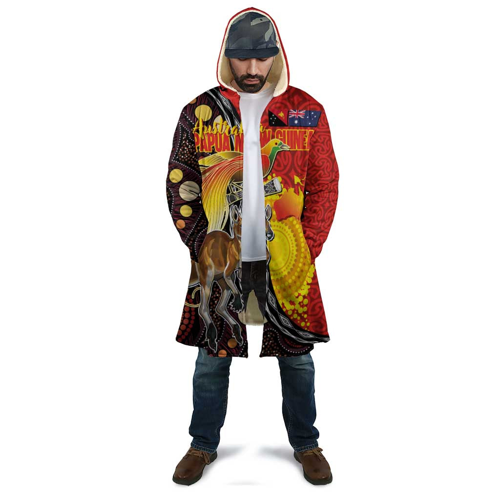 Australia and Papua New Guinea Together Cloak Bird-of-paradise and Kangaroo with Oro Tapa and Aboriginal Art Motifs - Polynesian Pride