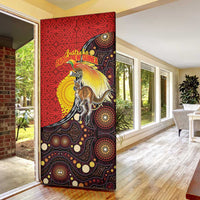 Australia and Papua New Guinea Together Door Cover Bird-of-paradise and Kangaroo with Oro Tapa and Aboriginal Art Motifs - Polynesian Pride