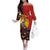 Australia and Papua New Guinea Together Family Matching Off The Shoulder Long Sleeve Dress and Hawaiian Shirt Bird-of-paradise and Kangaroo with Oro Tapa and Aboriginal Art Motifs - Polynesian Pride