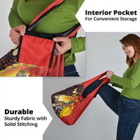 Australia and Papua New Guinea Together Grocery Bag Bird-of-paradise and Kangaroo with Oro Tapa and Aboriginal Art Motifs - Polynesian Pride