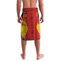 Australia and Papua New Guinea Together Lavalava Bird-of-paradise and Kangaroo with Oro Tapa and Aboriginal Art Motifs - Polynesian Pride