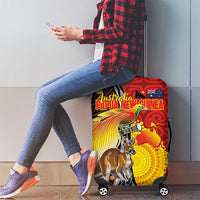 Australia and Papua New Guinea Together Luggage Cover Bird-of-paradise and Kangaroo with Oro Tapa and Aboriginal Art Motifs - Polynesian Pride