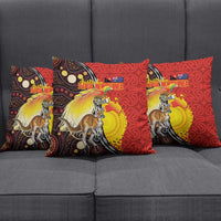 Australia and Papua New Guinea Together Pillow Cover Bird-of-paradise and Kangaroo with Oro Tapa and Aboriginal Art Motifs - Polynesian Pride