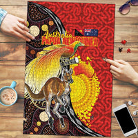 Australia and Papua New Guinea Together Puzzle Bird-of-paradise and Kangaroo with Oro Tapa and Aboriginal Art Motifs - Polynesian Pride