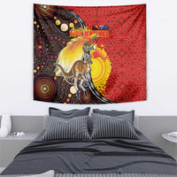 Australia and Papua New Guinea Together Tapestry Bird-of-paradise and Kangaroo with Oro Tapa and Aboriginal Art Motifs - Polynesian Pride