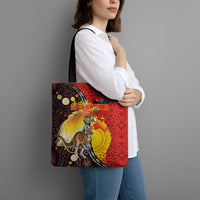 Australia and Papua New Guinea Together Tote Bag Bird-of-paradise and Kangaroo with Oro Tapa and Aboriginal Art Motifs - Polynesian Pride