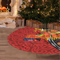Australia and Papua New Guinea Together Tree Skirt Bird-of-paradise and Kangaroo with Oro Tapa and Aboriginal Art Motifs - Polynesian Pride