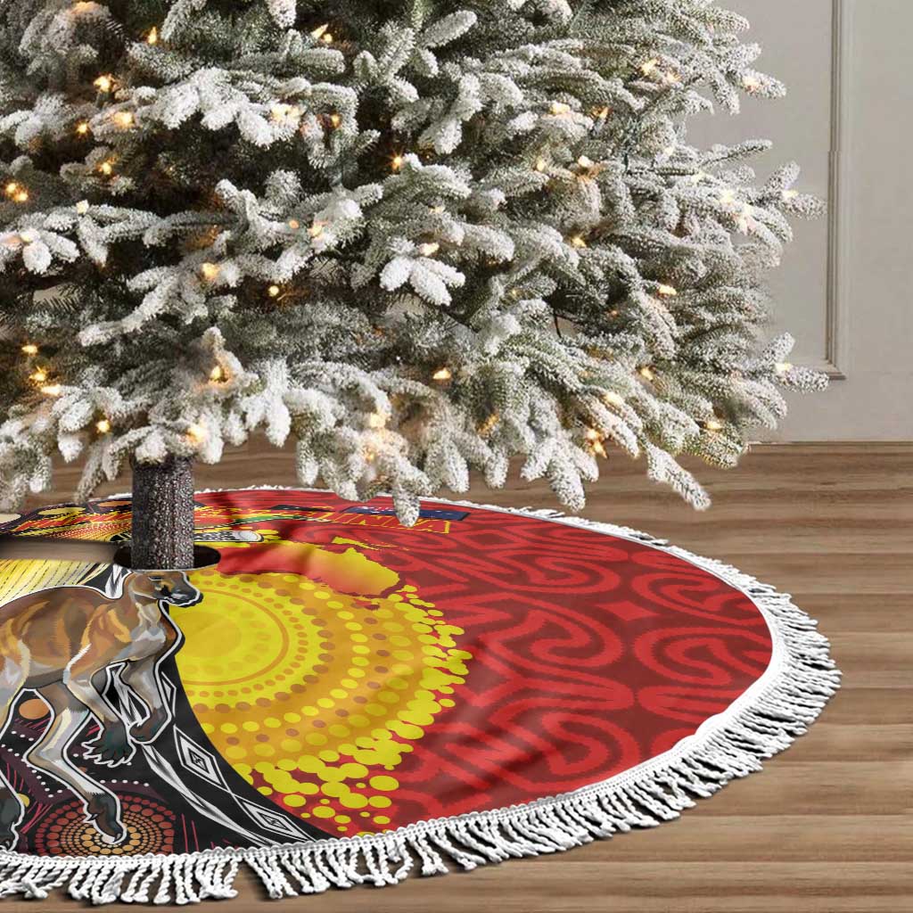 Australia and Papua New Guinea Together Tree Skirt Bird-of-paradise and Kangaroo with Oro Tapa and Aboriginal Art Motifs - Polynesian Pride