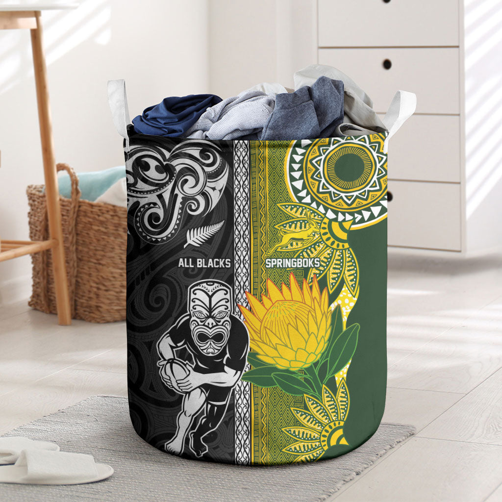 Rugby New Zealand and South Africa Laundry Basket Greatest Rivalry Silver Fern and Antelope