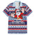 Fiji Christmas Family Matching Puletasi Dress and Hawaiian Shirt Fijian Santa and Coat of Arms Mix Tapa Pattern Striped Style LT03 Dad's Shirt - Short Sleeve Blue - Polynesian Pride