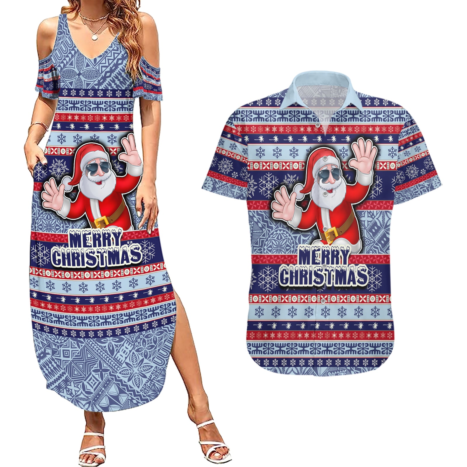 custom-fiji-christmas-couples-matching-summer-maxi-dress-and-hawaiian-shirt-fijian-santa-and-coat-of-arms-mix-tapa-pattern-striped-style