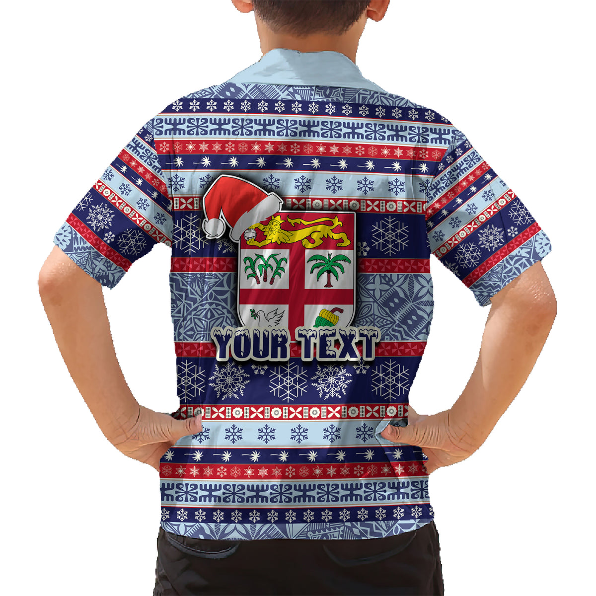 custom-fiji-christmas-kid-hawaiian-shirt-fijian-santa-and-coat-of-arms-mix-tapa-pattern-striped-style
