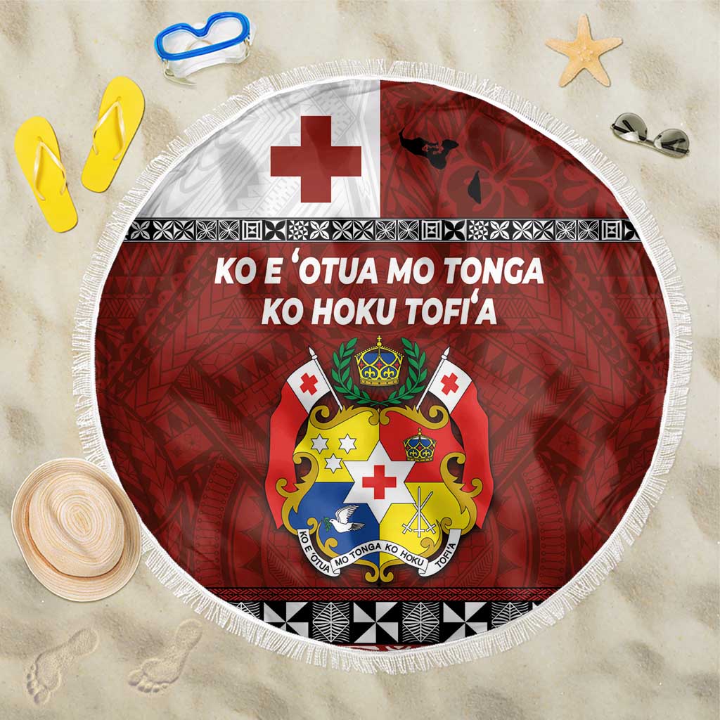 Tongan Culture Beach Blanket Ngatu Art Tattoo and Emblem of Tonga LT03 One Size 150cm Red - Polynesian Pride