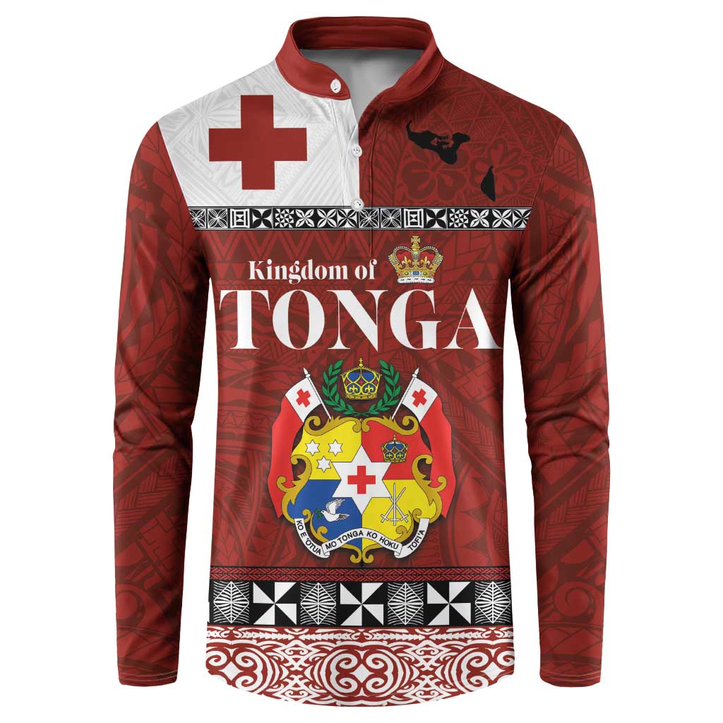 Tongan Culture Button Sweatshirt Ngatu Art Tattoo and Emblem of Tonga LT03 Red - Polynesian Pride