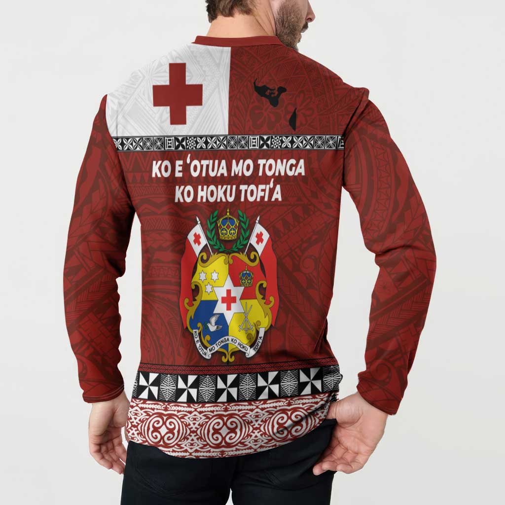 Tongan Culture Button Sweatshirt Ngatu Art Tattoo and Emblem of Tonga LT03 - Polynesian Pride