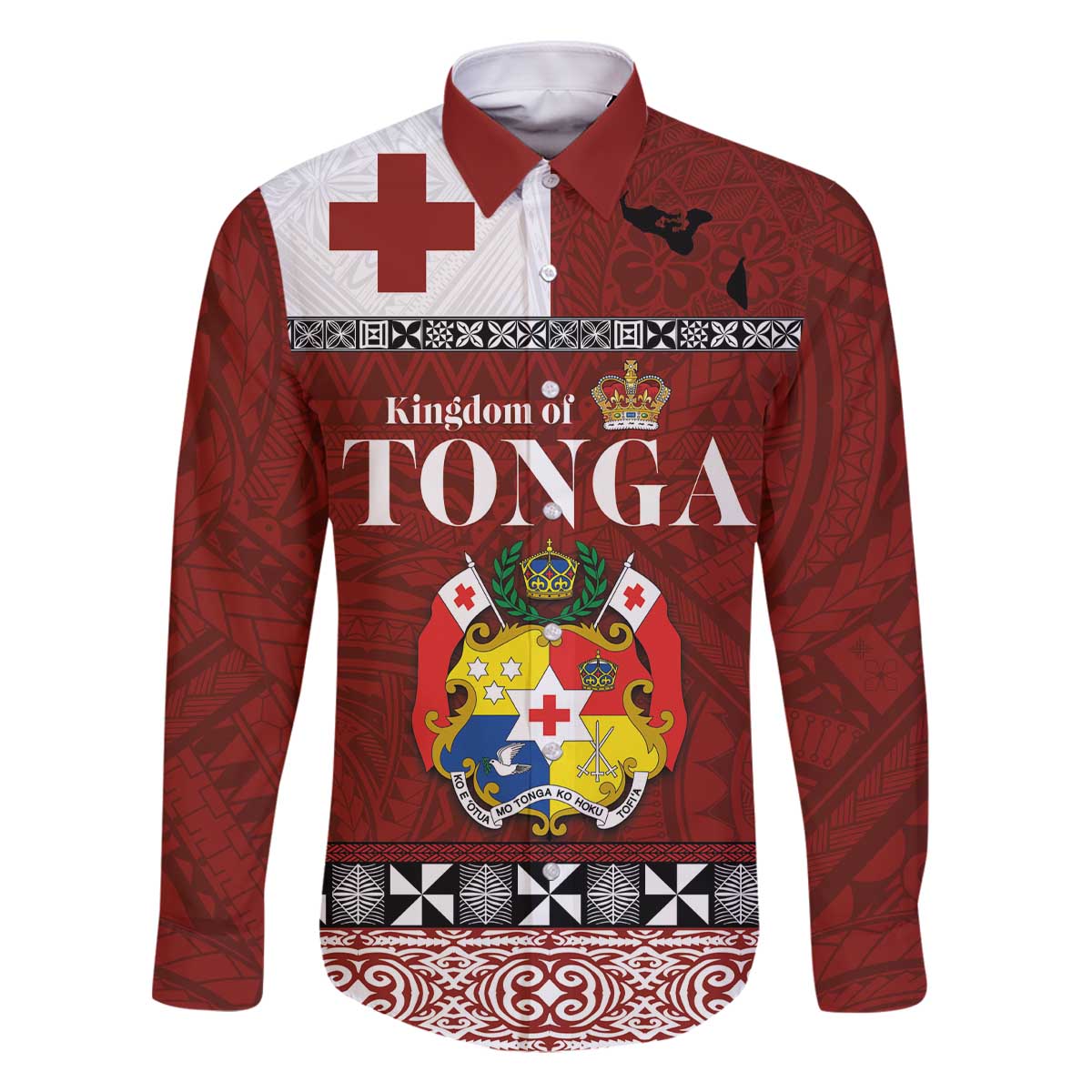 Tongan Culture Family Matching Off The Shoulder Long Sleeve Dress and Hawaiian Shirt Ngatu Art Tattoo and Emblem of Tonga