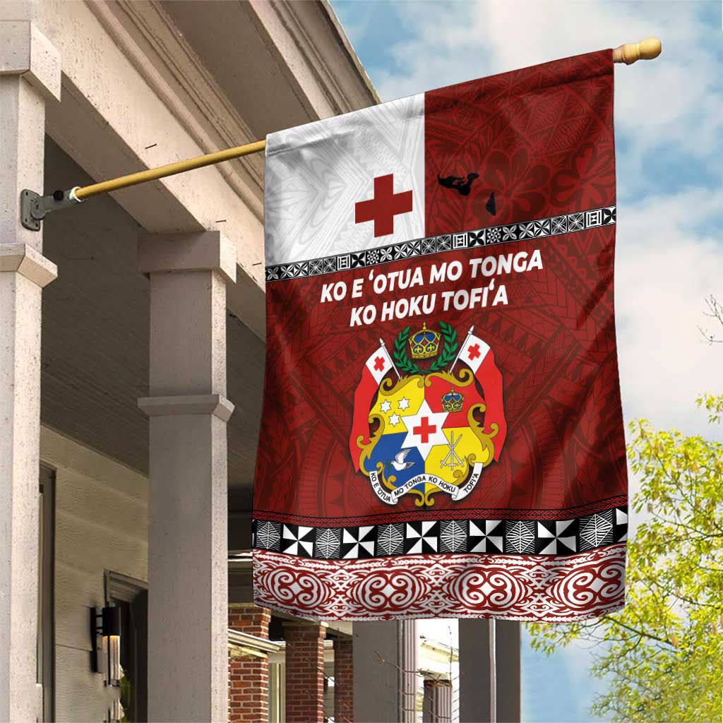 Tongan Culture Garden Flag Ngatu Art Tattoo and Emblem of Tonga LT03 House Flag Red - Polynesian Pride
