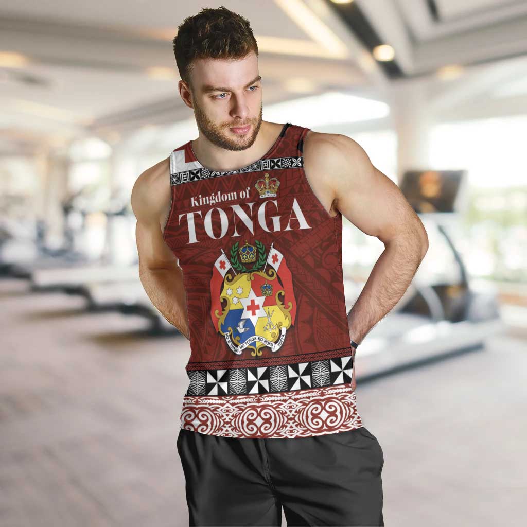 Tongan Culture Men Tank Top Ngatu Art Tattoo and Emblem of Tonga LT03 Red - Polynesian Pride