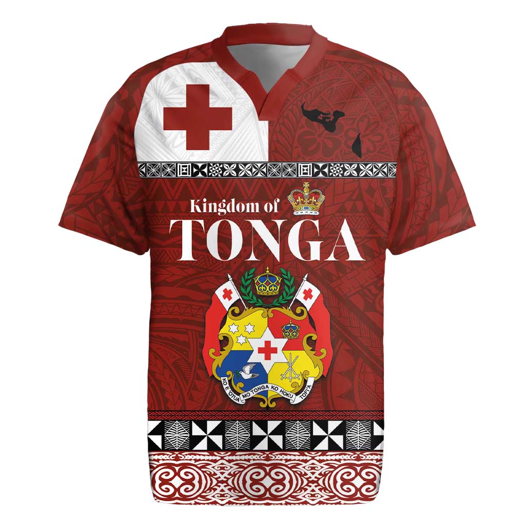 Tongan Culture Rugby Jersey Ngatu Art Tattoo and Emblem of Tonga LT03 Red - Polynesian Pride