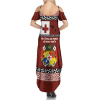 Tongan Culture Summer Maxi Dress Ngatu Art Tattoo and Emblem of Tonga LT03 - Polynesian Pride