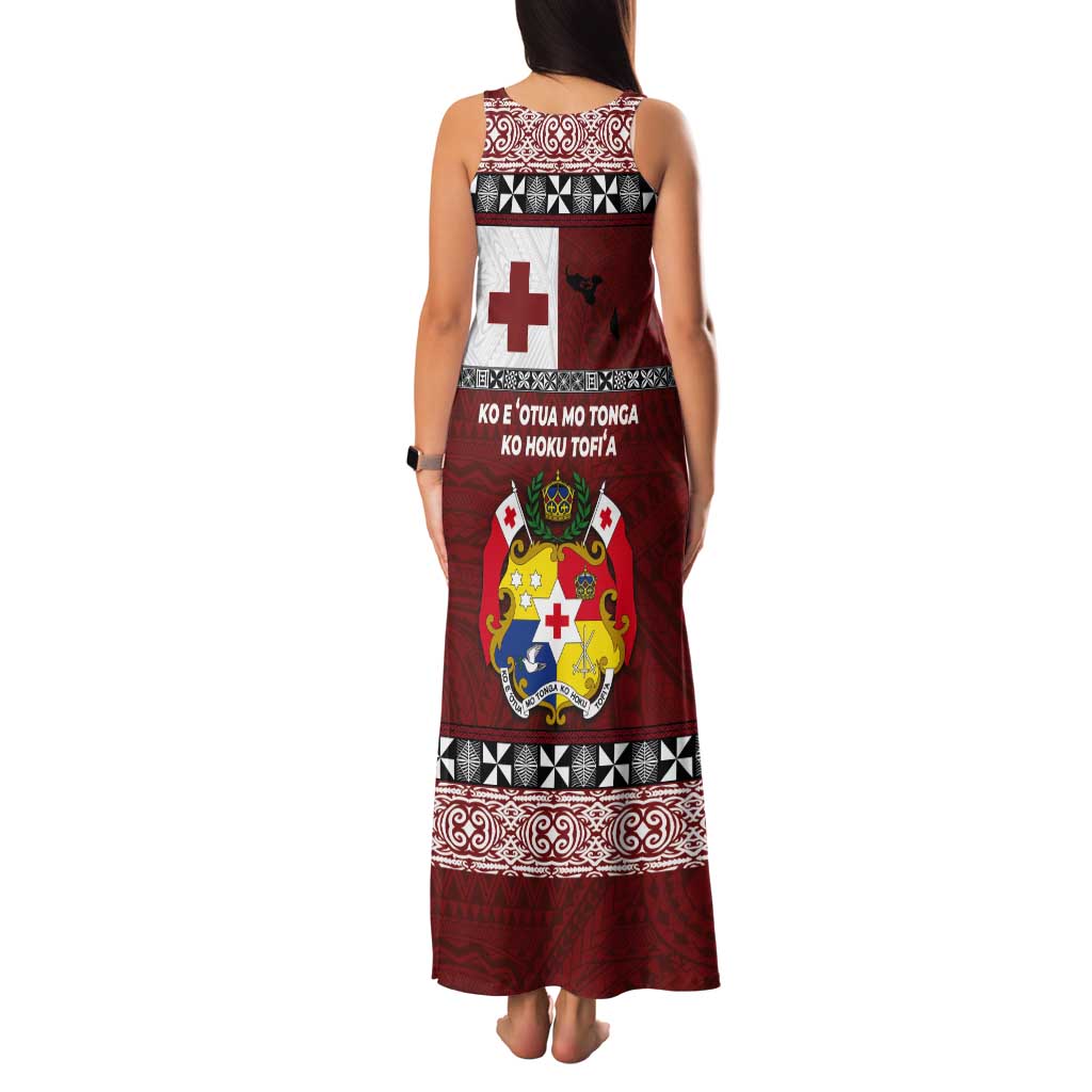 Tongan Culture Tank Maxi Dress Ngatu Art Tattoo and Emblem of Tonga