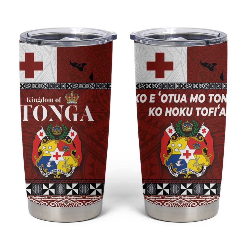 Tongan Culture Tumbler Cup Ngatu Art Tattoo and Emblem of Tonga LT03 Red - Polynesian Pride