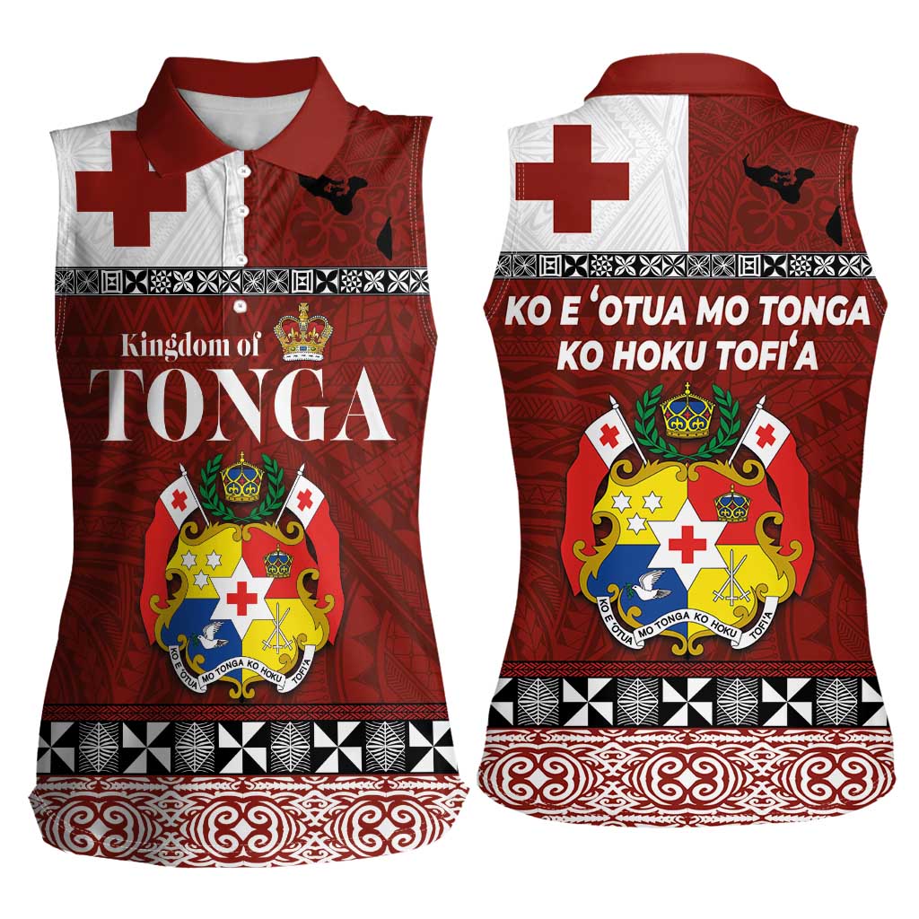Tongan Culture Women Sleeveless Polo Shirt Ngatu Art Tattoo and Emblem of Tonga
