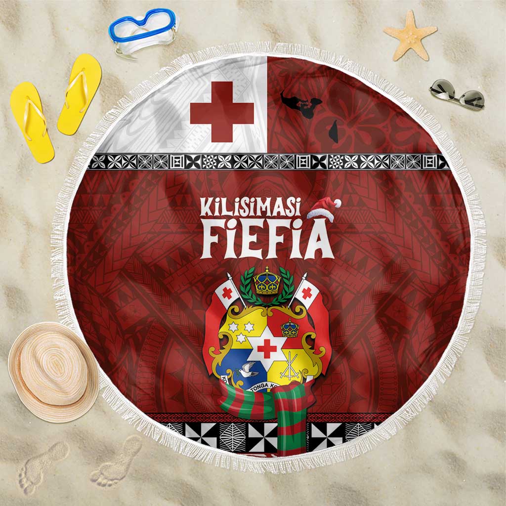 Tongan Christmas Beach Blanket Kilisimasi Fiefia with Ngatu Art Tattoo