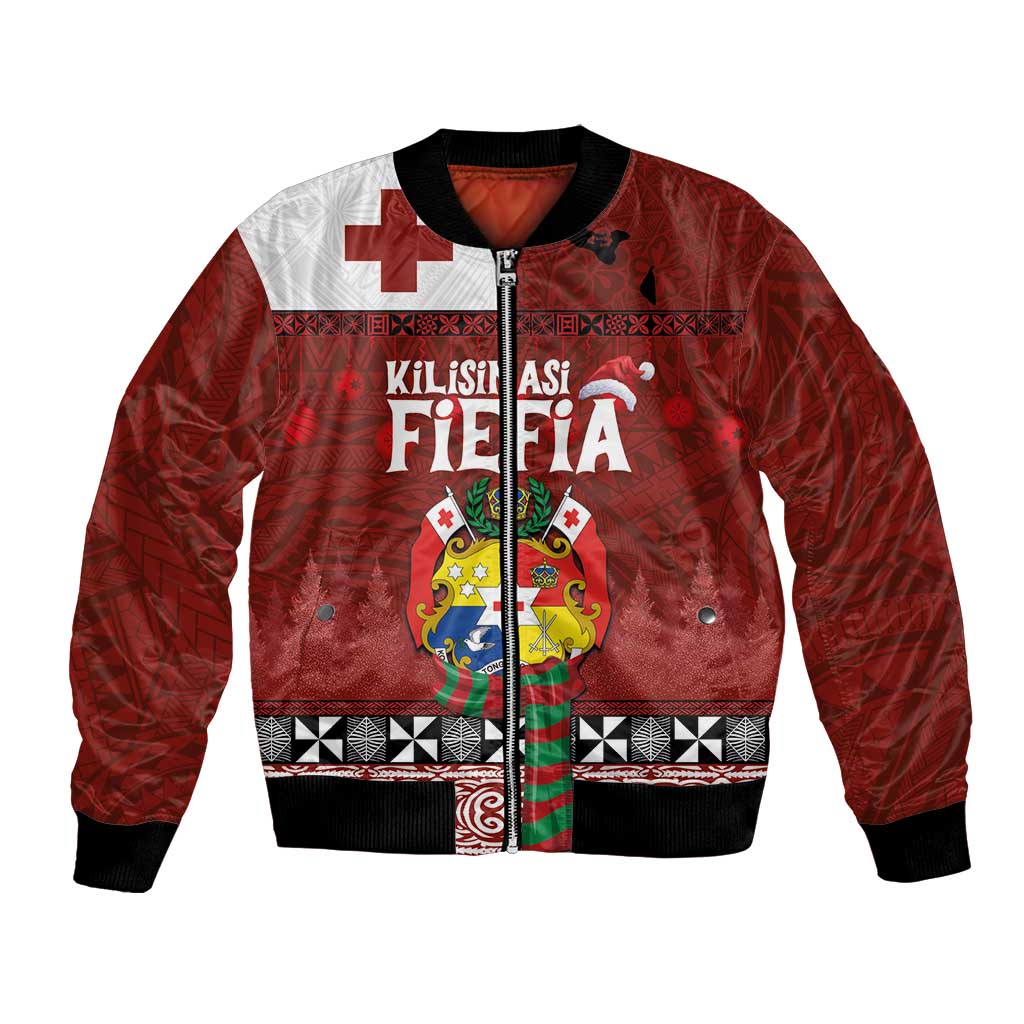 Tongan Christmas Bomber Jacket Kilisimasi Fiefia with Ngatu Art Tattoo