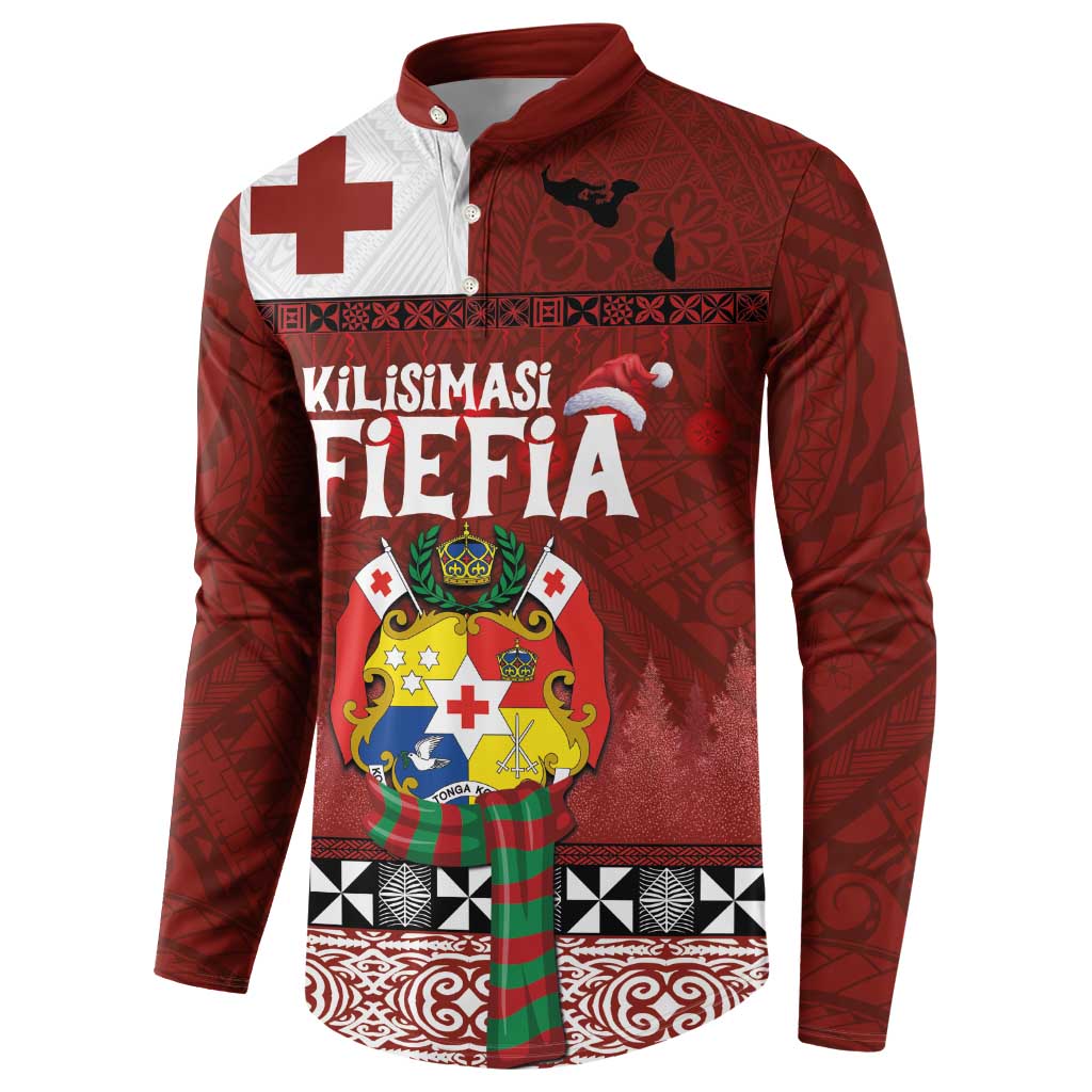 Tongan Christmas Button Sweatshirt Kilisimasi Fiefia with Ngatu Art Tattoo LT03 - Polynesian Pride