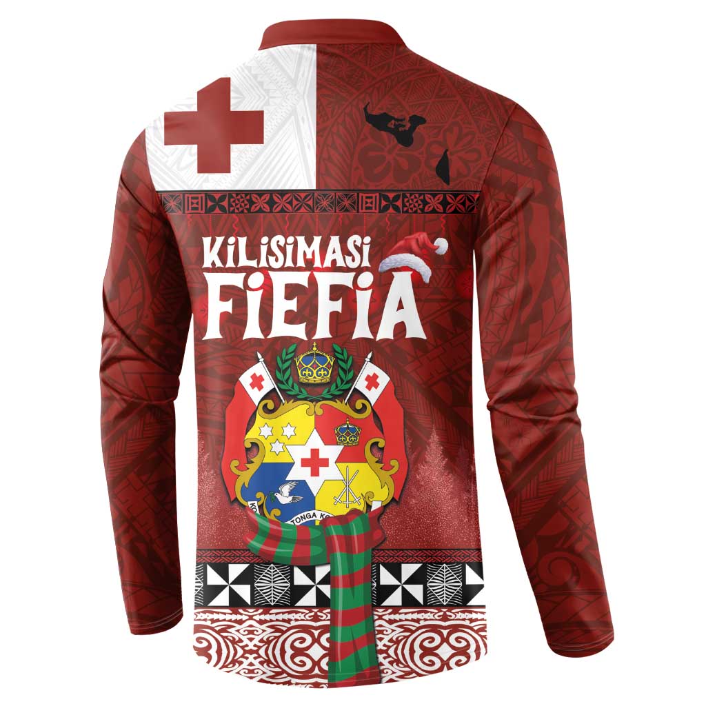 Tongan Christmas Button Sweatshirt Kilisimasi Fiefia with Ngatu Art Tattoo LT03 - Polynesian Pride