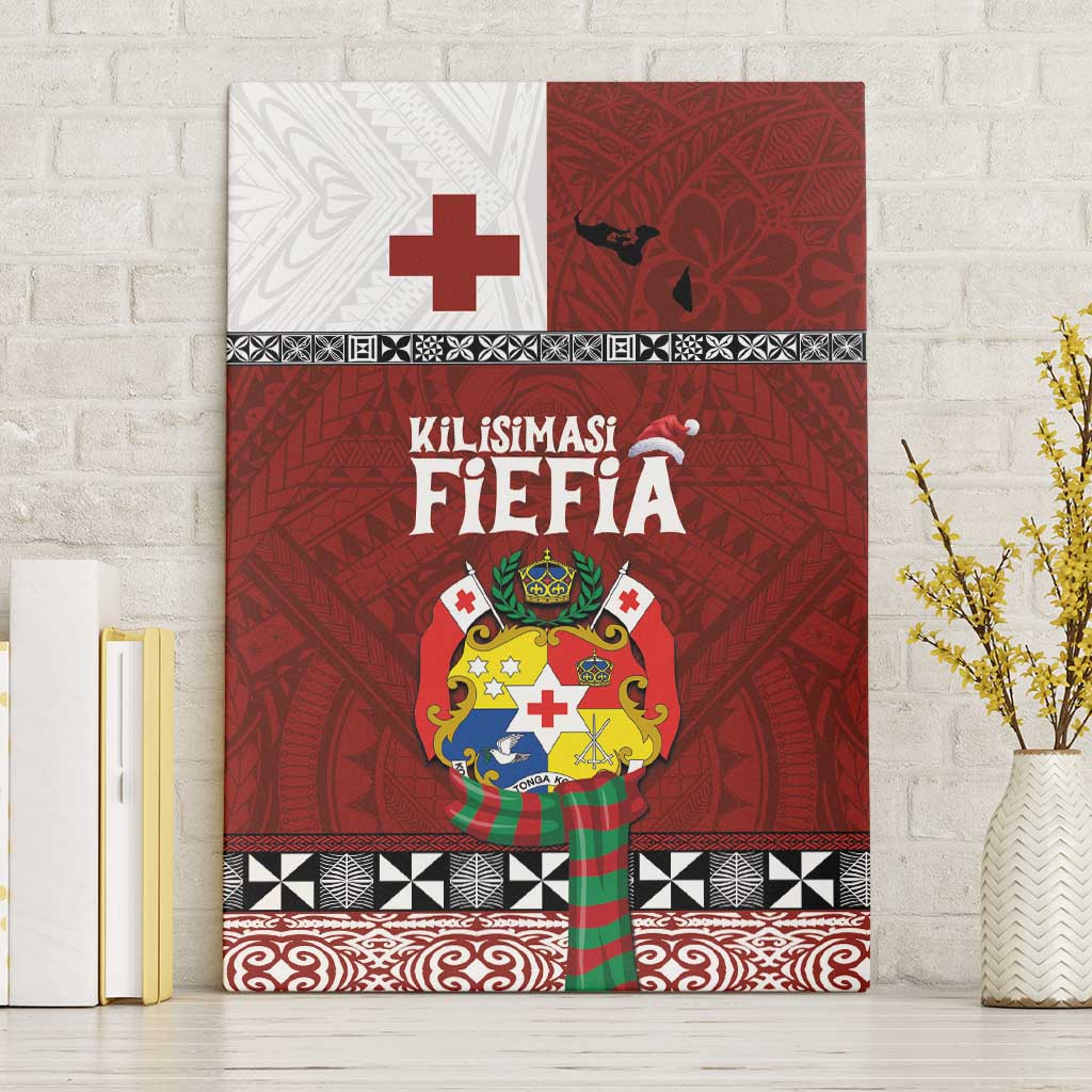 Tongan Christmas Canvas Wall Art Kilisimasi Fiefia with Ngatu Art Tattoo LT03 Without Frame Red - Polynesian Pride