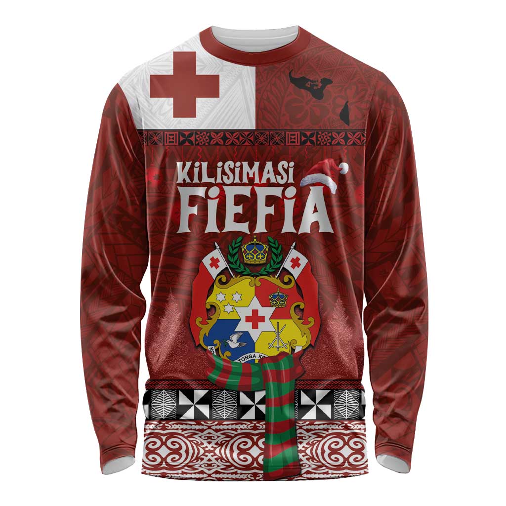 Tongan Christmas Long Sleeve Shirt Kilisimasi Fiefia with Ngatu Art Tattoo