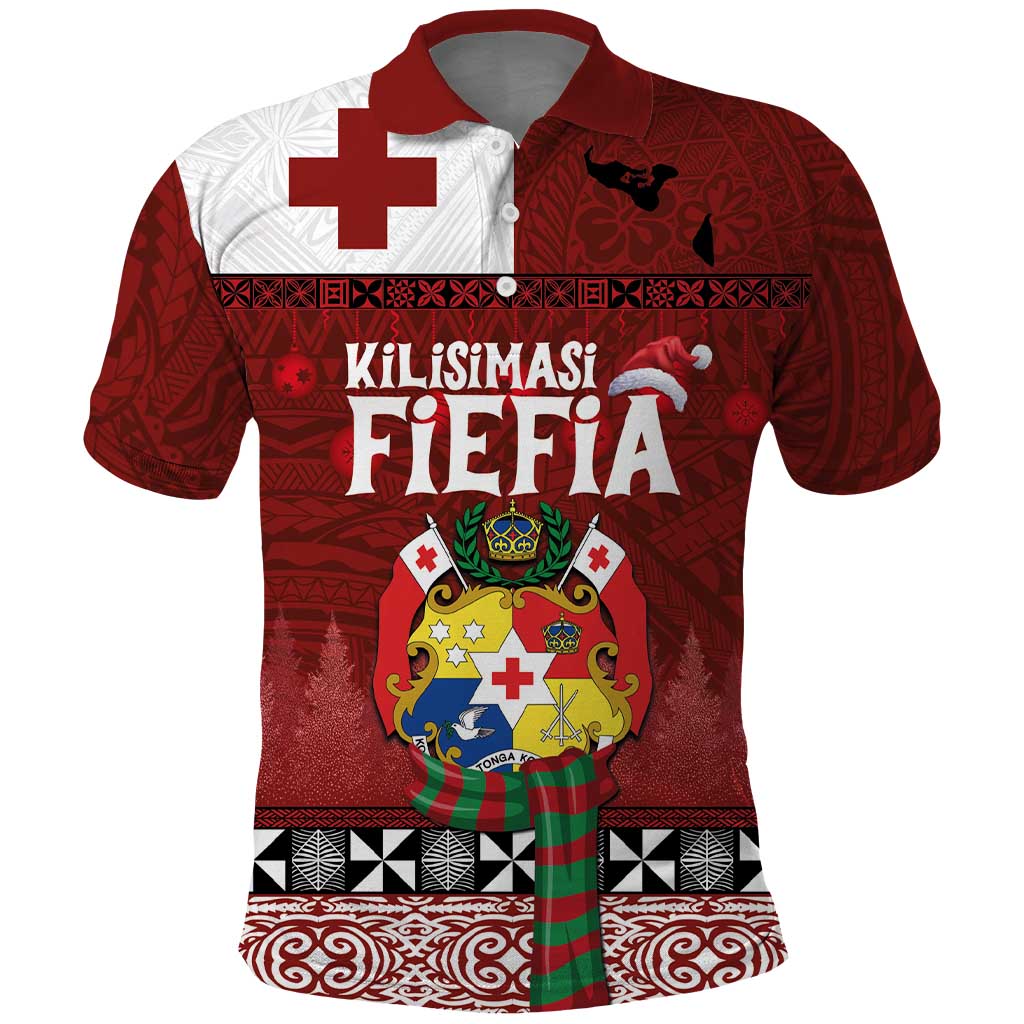 Tongan Christmas Polo Shirt Kilisimasi Fiefia with Ngatu Art Tattoo