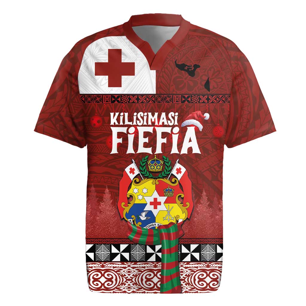 Tongan Christmas Rugby Jersey Kilisimasi Fiefia with Ngatu Art Tattoo