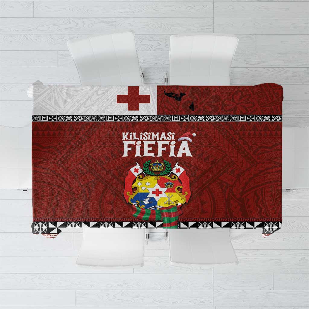 Tongan Christmas Tablecloth Kilisimasi Fiefia with Ngatu Art Tattoo LT03 Red - Polynesian Pride
