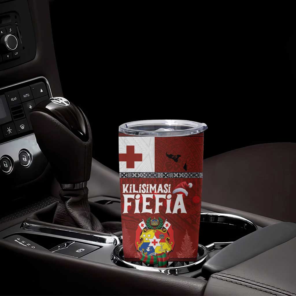 Tongan Christmas Tumbler Cup Kilisimasi Fiefia with Ngatu Art Tattoo