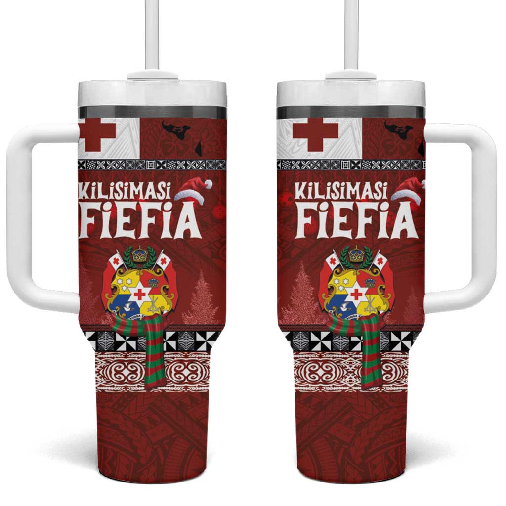 Tongan Christmas Tumbler With Handle Kilisimasi Fiefia with Ngatu Art Tattoo