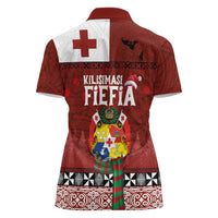 Tongan Christmas Women Polo Shirt Kilisimasi Fiefia with Ngatu Art Tattoo